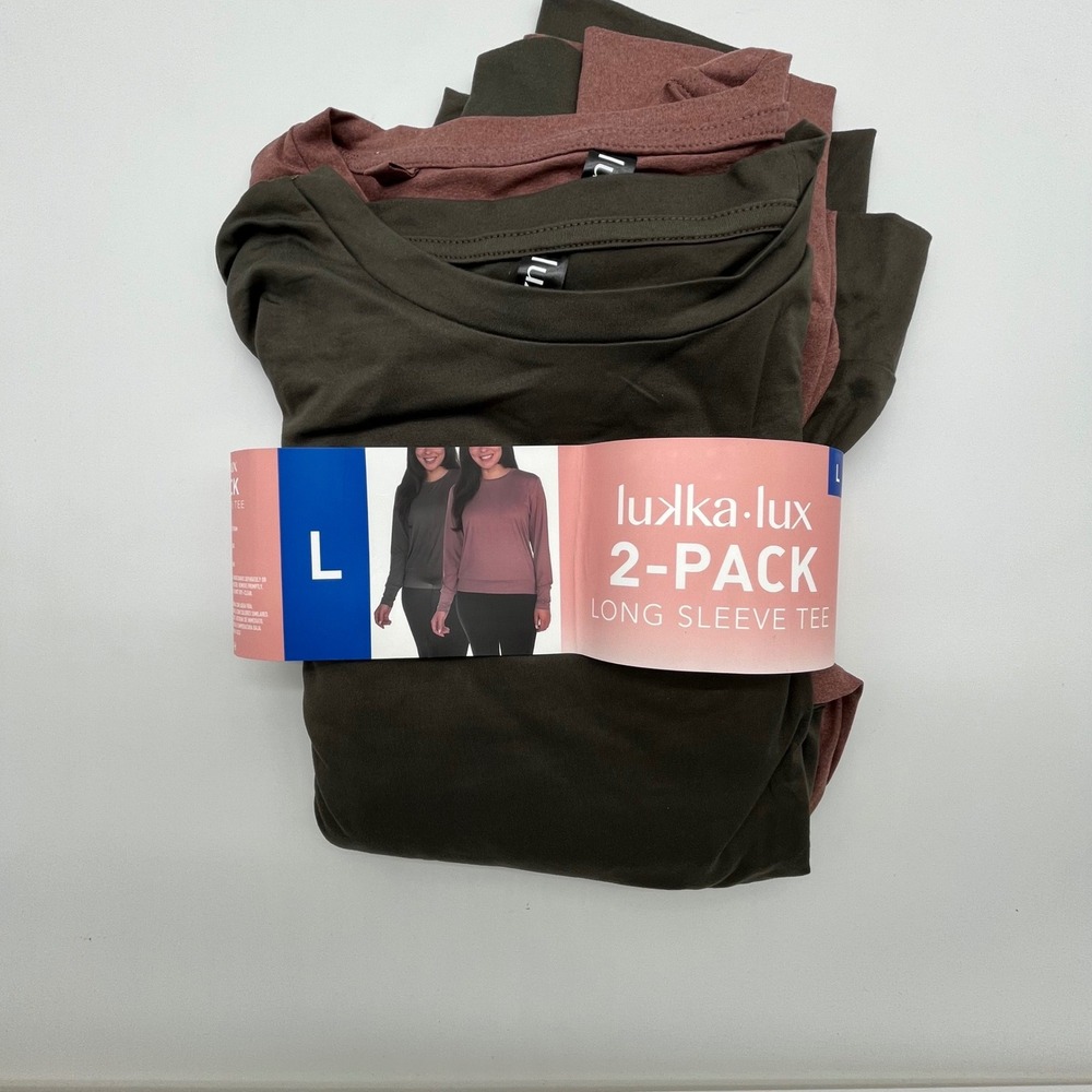 Lukka Lux 2-Pack Long Sleeve Tee Relaxed Fit Green Pink Size L 1643761